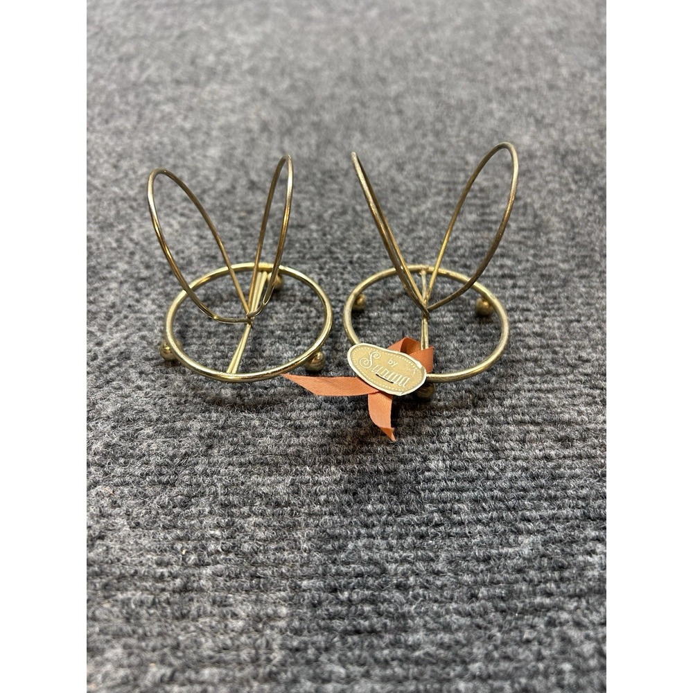 Pair of Brass Loop Style Pysanky Egg Display Holders Gold Easter Decor